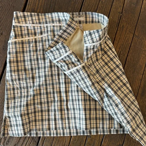 IZOD GOLF Skort Skirt Shorts Cream, Beige & Black Plaid Womens Size 16 - Picture 8 of 13